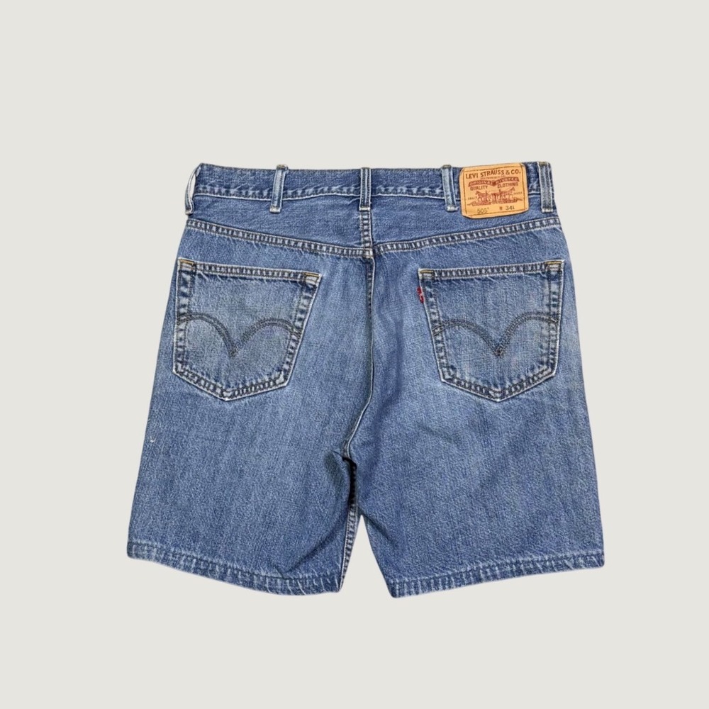 Levis 505 Regular Fit Denim Shorts Mens 34 Blue Medium Wash Jean Shorts